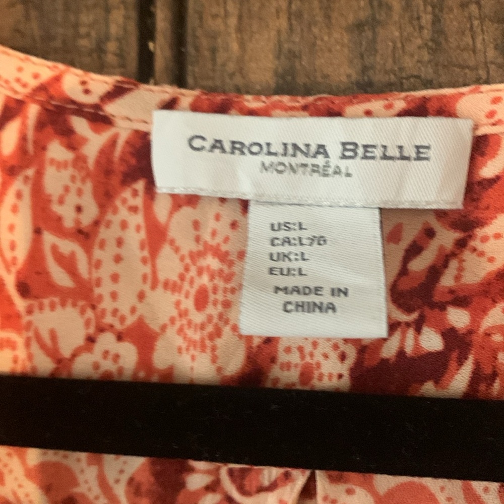 Carolina Belle Floral Wrap Blouse - Coral - Picture 2 of 5